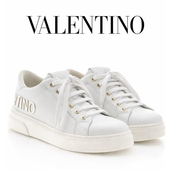 Valentino Sneaker Men 7.5 Women 9.5 White Leather Made In Italy Low Top Designer main image 6